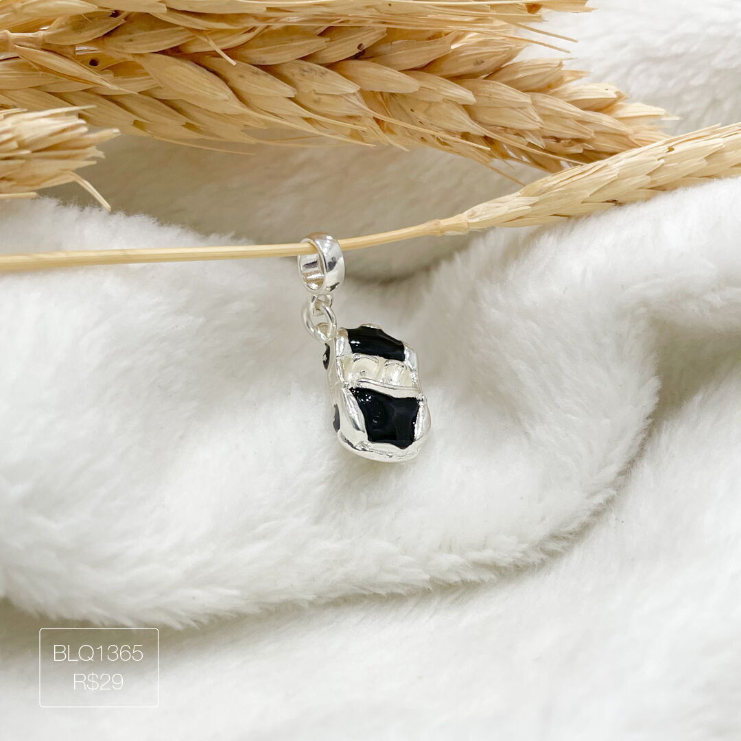 Berloque Carro Conversível Pendurado Esmaltado Prateado